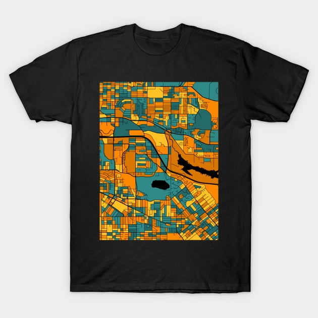 Burnaby Map Pattern in Orange & Teal T-Shirt by PatternMaps